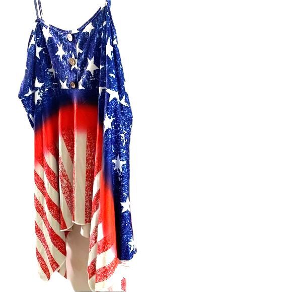ROSEGAL American Flag Sleeveless High Low Tank Top Size 5X - Picture 3 of 11